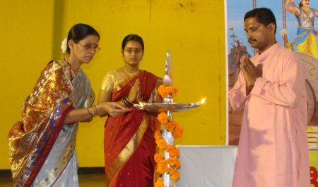 Inauguration of the sabha by lighting an oil lamp